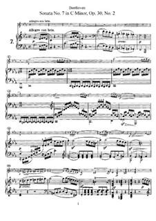 Соната для скрипки и фортепиано No.7, Op.30 No.2: Партитура, сольная партия by Людвиг ван Бетховен