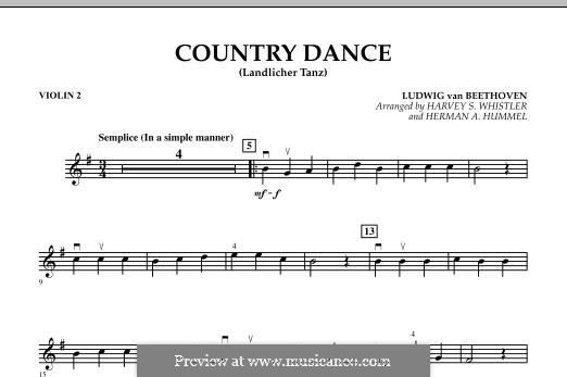 Country Dance (Landlicher Tanz): Violin 2 part by Людвиг ван Бетховен