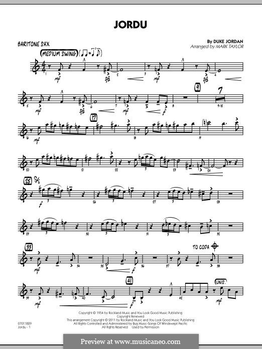 Jordu: Baritone Sax part by Duke Jordan
