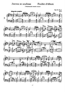 Шесть пьес для фортепиано, TH 133 Op.19: No.3 Листок из альбома by Петр Чайковский