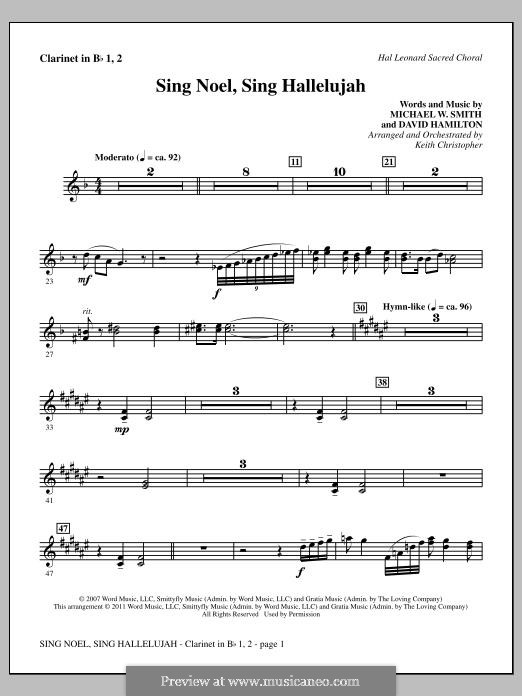 Sing Noel, Sing Hallelujah: Bb Clarinet 1 & 2 part by Michael W. Smith, David Hamilton
