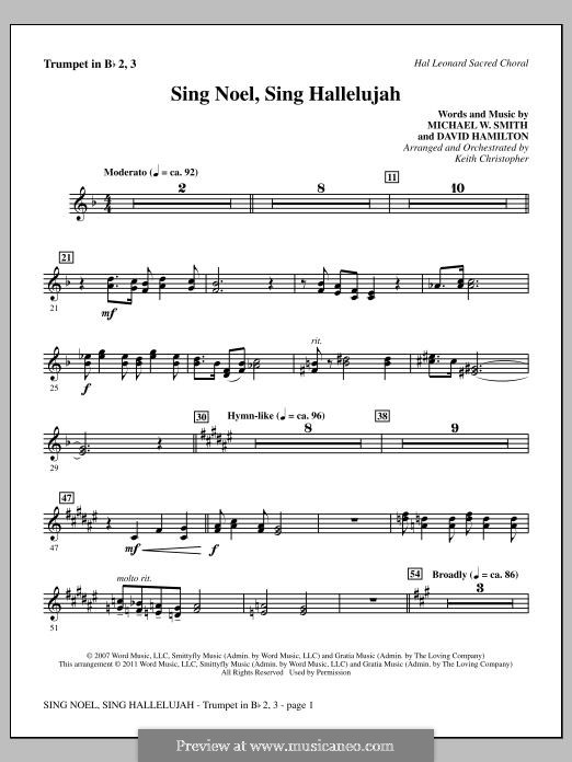 Sing Noel, Sing Hallelujah: Bb Trumpet 2, 3 part by Michael W. Smith, David Hamilton