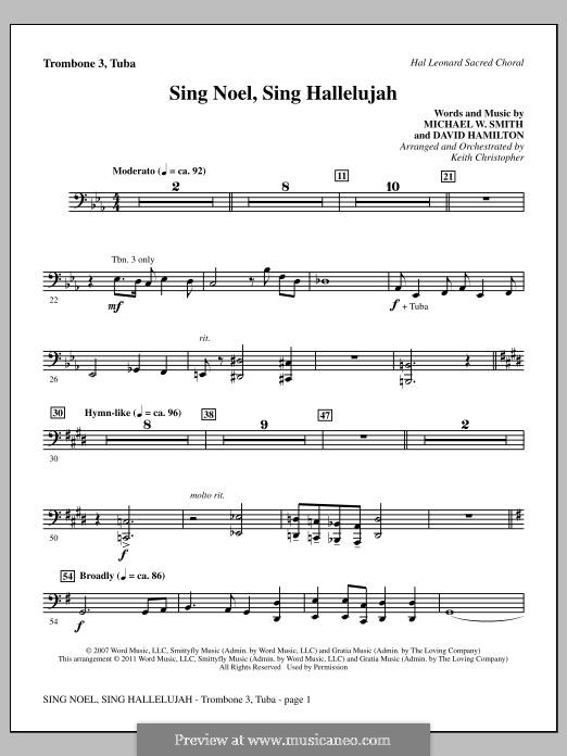 Sing Noel, Sing Hallelujah: Trombone 3/Tuba part by Michael W. Smith, David Hamilton