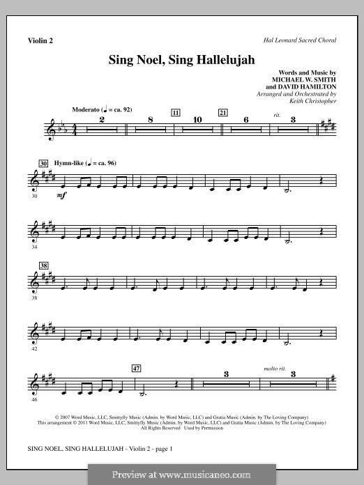 Sing Noel, Sing Hallelujah: Violin 2 part by Michael W. Smith, David Hamilton