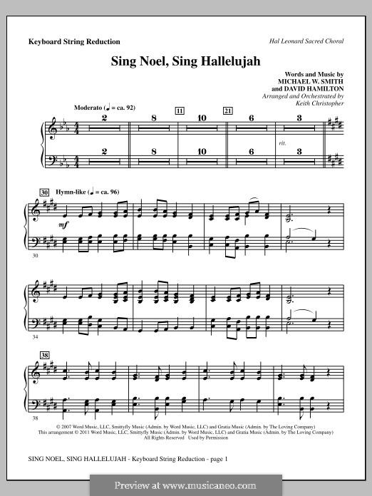 Sing Noel, Sing Hallelujah: Keyboard String Reduction by Michael W. Smith, David Hamilton