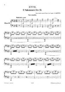 Буря, TH 44 Op.18: Для двух фортепиано в восемь рук – партия второго фортепиано by Петр Чайковский