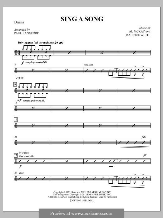 Sing a Song: Drum (Opt. Set) part by Al McKay, Maurice White