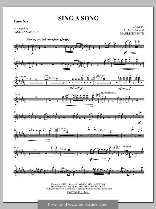 Sing a Song: Tenor Sax part by Al McKay, Maurice White