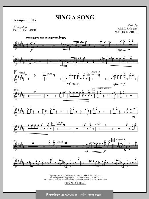Sing a Song: Trumpet 1 part by Al McKay, Maurice White