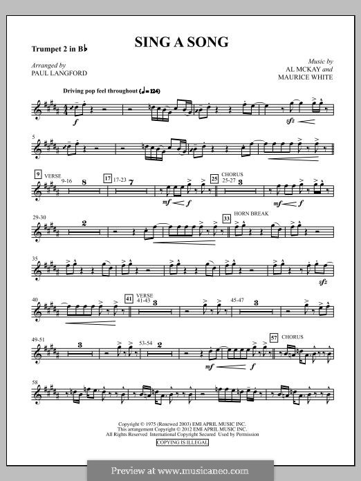 Sing a Song: Trumpet 2 part by Al McKay, Maurice White