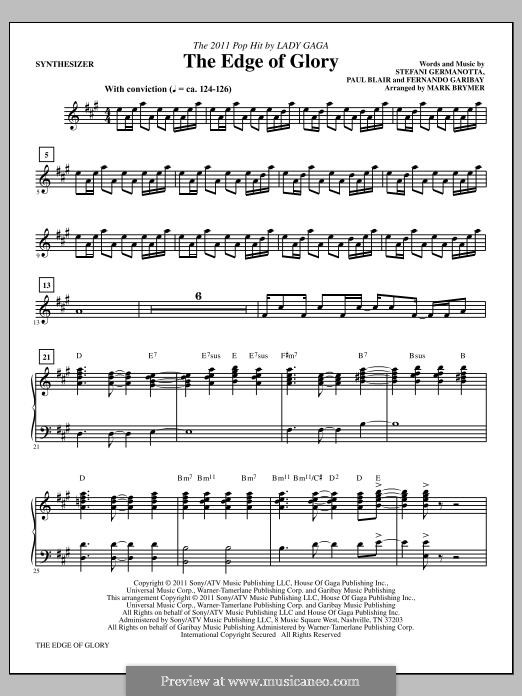 The Edge of Glory (Lady Gaga): Synthesizer part by Fernando Garibay, Paul Blair, Stefani Germanotta