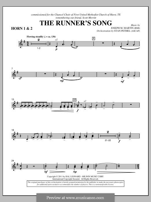 The Runner's Song: F Horn 1,2 part by Joseph M. Martin