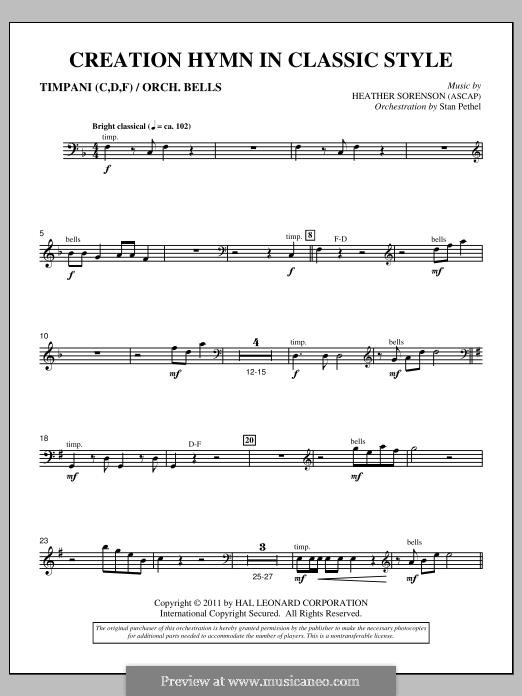 Creation Hymn in Classic Style: Timpani & Bells part by Heather Sorenson