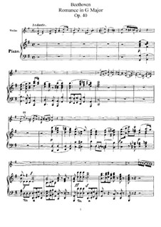 Романс для скрипки с оркестром No.1 соль мажор, Op.40: Версия для скрипки и фортепиано by Людвиг ван Бетховен