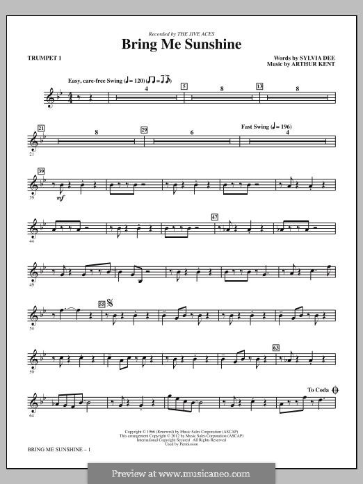 Bring Me Sunshine: Bb Trumpet 1 part by Arthur Kent