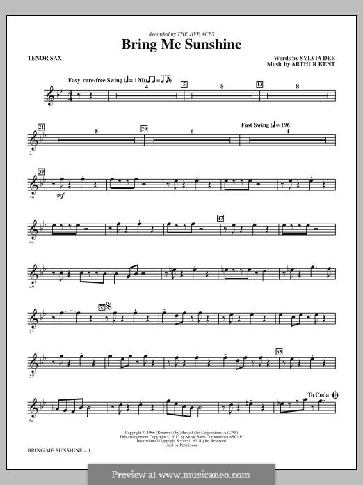 Bring Me Sunshine: Bb Tenor Saxophone part by Arthur Kent