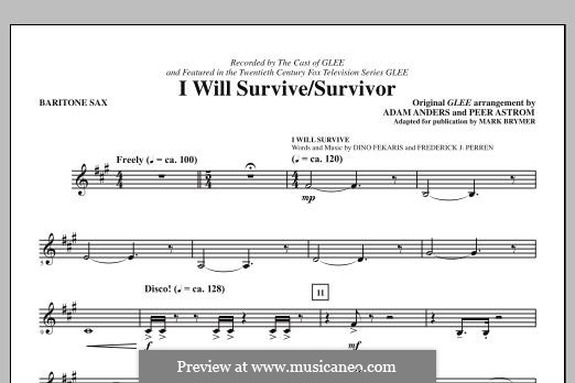 I Will Survive / Survivor (Glee Cast): Baritone Sax part by Adam Anders, Peer Åström