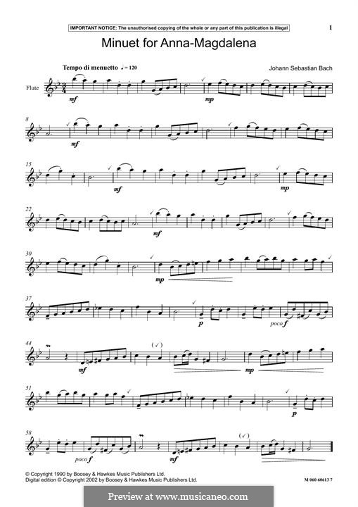 No.5 Менуэт соль минор, BWV Anh.115: Для флейты by Иоганн Себастьян Бах