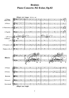 Концерт для фортепиано с оркестром No.2 си-бемоль мажор, Op.83: Партитура by Иоганнес Брамс