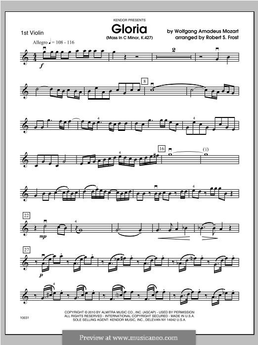 Большая месса до минор, K.427, K.417a: Gloria, for strings – Violin 1 part by Вольфганг Амадей Моцарт