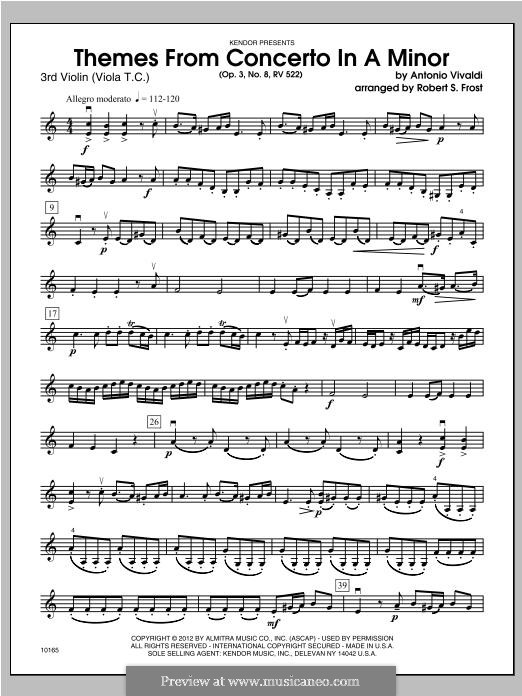 Концерт для двух скрипок и струнных No.8 ля минор , RV 522: Themes, for strings – Violin 3 part by Антонио Вивальди