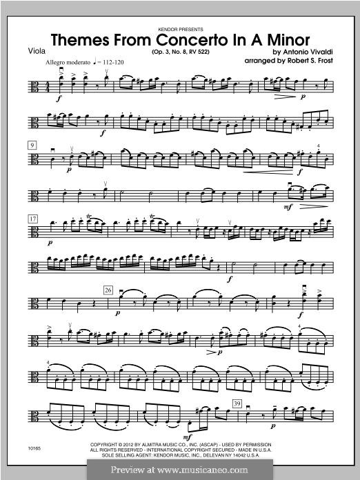 Концерт для двух скрипок и струнных No.8 ля минор , RV 522: Themes, for strings – Viola part by Антонио Вивальди