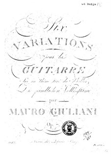 Шесть вариаций для гитары, Op.7: Для одного исполнителя by Мауро Джулиани