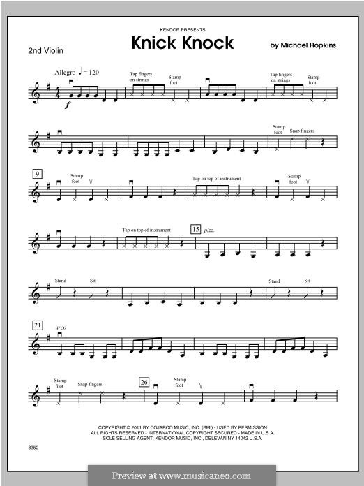 Knick Knock: Violin 2 part by John H. Hopkins Jr.