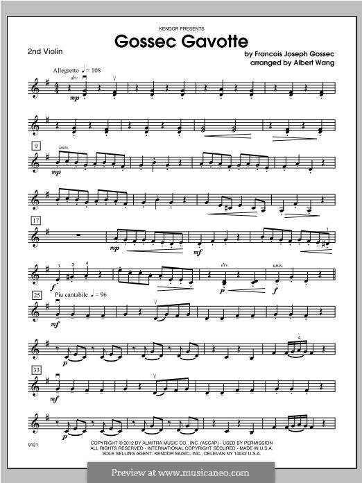 Гавот ре мажор: For orchestra – violin 2 part by Франсуа Жозеф Госсек