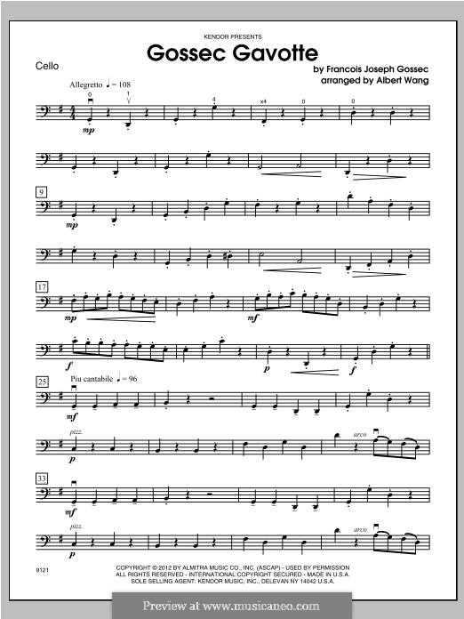 Гавот ре мажор: For orchestra – cello part by Франсуа Жозеф Госсек