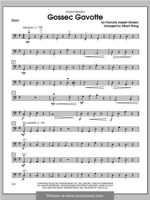 Гавот ре мажор: For orchestra – bass part by Франсуа Жозеф Госсек