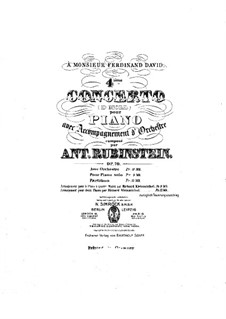 Концерт для фортепиано c оркестром No.4 ре минор, Op.70: Версия для двух фортепиано в четыре руки by Антон Рубинштейн
