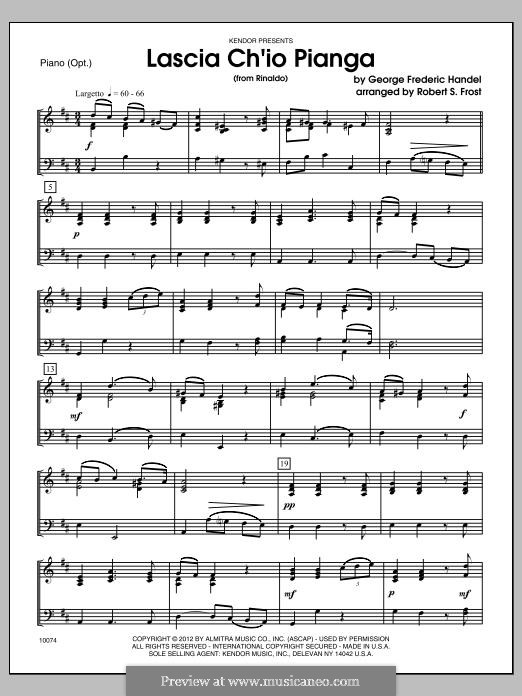 Lascia Ch'io Pianga (Orchestra version): Партия фортепиано by Георг Фридрих Гендель
