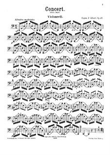 Концерт для виолончели с оркестром до мажор, Op.20: Версия для виолончели и фортепиано – Партия виолончели by Эжен д'Альбер