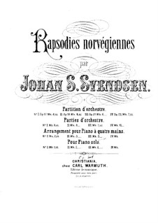 Норвежские рапсодии, Op.17-22: Весь сборник для фортепиано в четыре руки by Юхан Свенсен