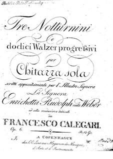 Три ноктюрна и двенадцать прогрессивных вальсов, Op.6: Для гитары by Francesco Calegari
