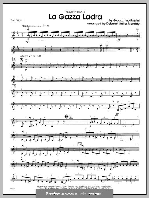 Сорока-воровка: Ouverture – 2nd Violin part by Джоаккино Россини