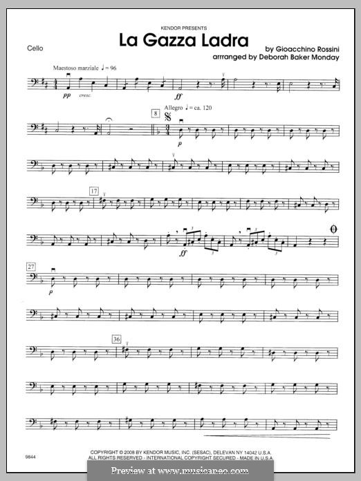 Сорока-воровка: Ouverture – cello part by Джоаккино Россини