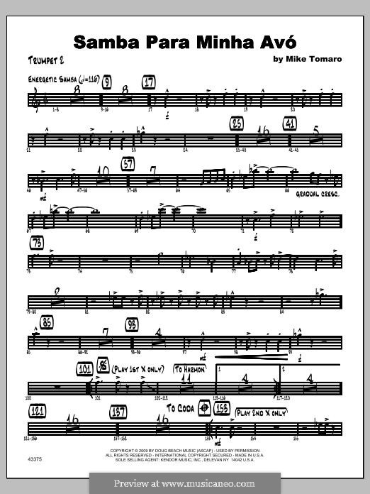 Samba Para Minha Avo: Trumpet 2 part by Mike Tomaro
