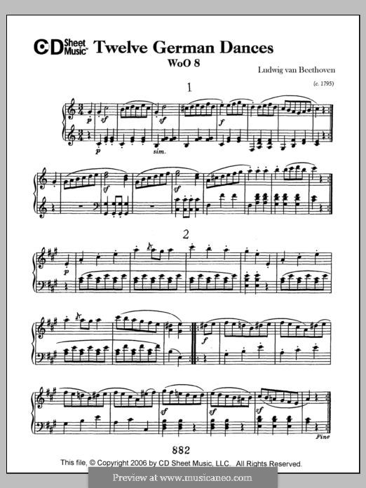 Двенадцать немецких танцев, WoO 8: Для фортепиано by Людвиг ван Бетховен
