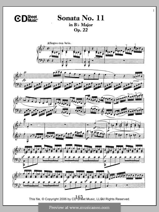 Соната для фортепиано No.11, Op.22: Для одного исполнителя by Людвиг ван Бетховен