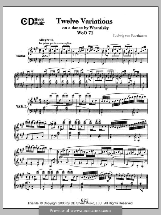 Двенадцать вариаций на тему русского танца из балета 'Лесная девушка' П. Враницкого, WoO 71: Для фортепиано by Людвиг ван Бетховен
