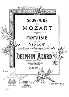 Воспоминания о Моцарте. Фантазия, Op.21: Сольная партия by Жан Дельфен Аляр