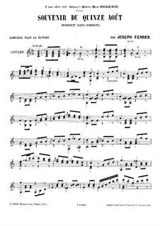 Romance sans paroles 'Souvenir du quinze août', Op.25: Для гитары by Хосе Феррер