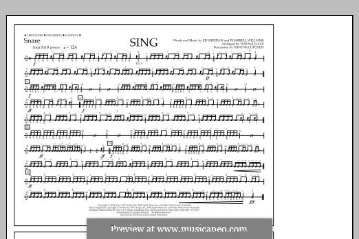 Sing (arr. Tom Wallace): Snare part by Ed Sheeran, Pharrell Williams
