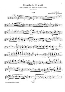 Соната для скрипки и клавесина No.1 си минор, BWV 1014: Переложение для скрипки (или альта) и фортепиано – сольная партия by Иоганн Себастьян Бах