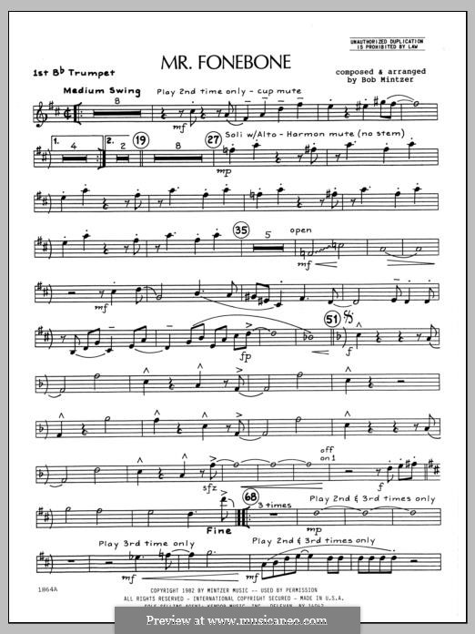 Mr. Fonebone: 1st Bb Trumpet part by Bob Mintzer