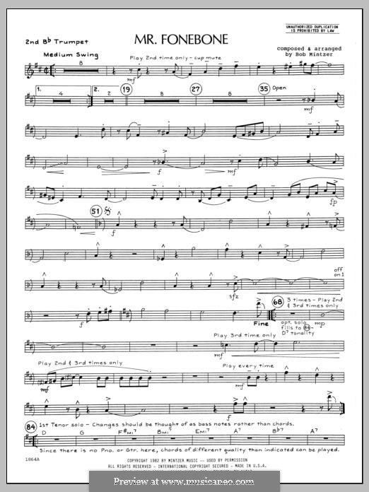 Mr. Fonebone: 2nd Bb Trumpet part by Bob Mintzer