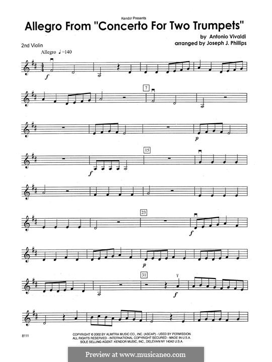 Концерт для двух труб и струнных до мажор, RV 537: 2nd Violin part by Антонио Вивальди