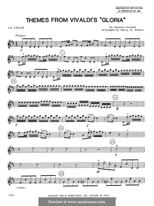 Gloria, RV 589: Themes - 1st Violin part by Антонио Вивальди